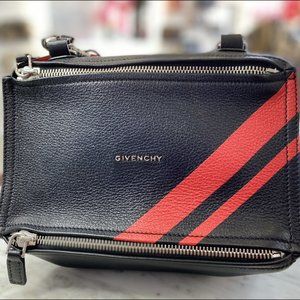 GIVENCHY Sugar Goatskin Striped Small Pandora Red